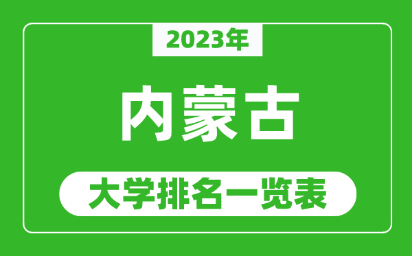 2023年內蒙古自治區大學排名一覽表,最新內蒙古高校排名情況