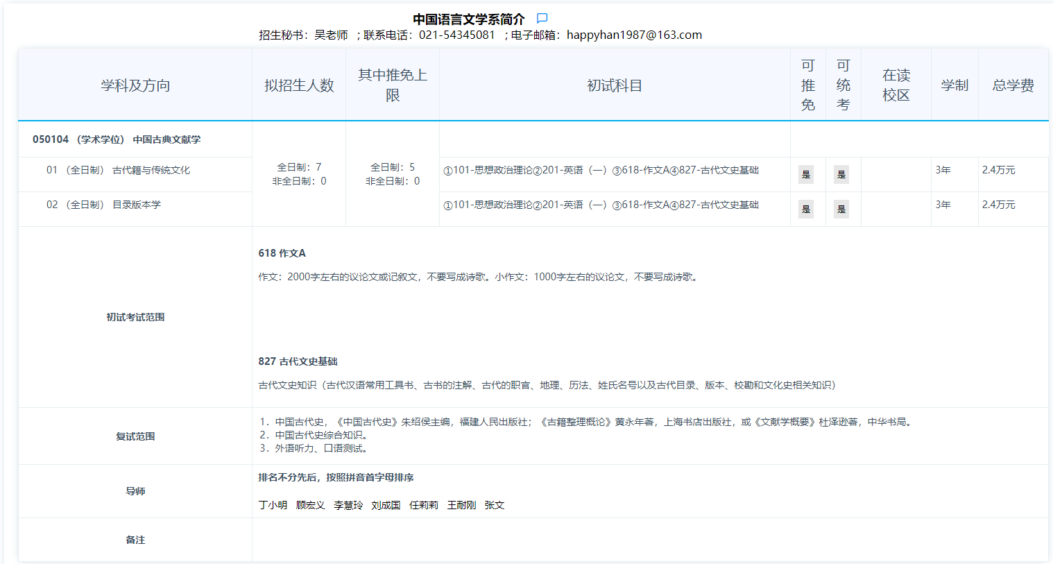 2024年華東師范大學研究生招生簡章及各專業招生計劃人數