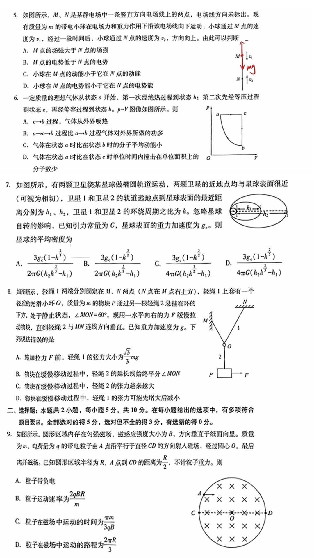 新高考2024九省聯考物理試卷及答案解析