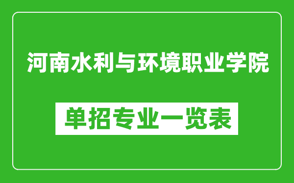 河南水利與環境職業學院單招專業一覽表