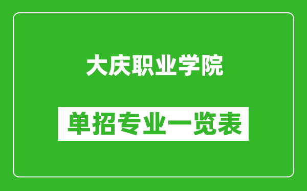 大慶職業學院單招專業一覽表