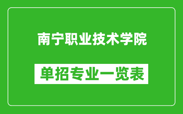 南寧職業技術學院單招專業一覽表