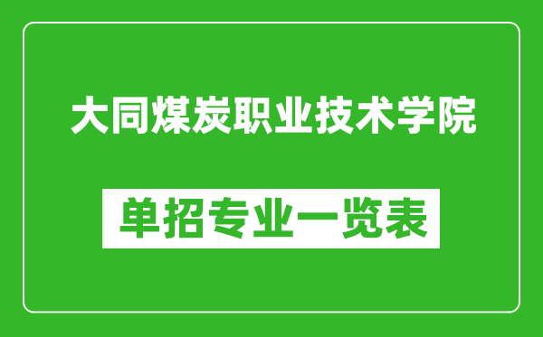 大同煤炭職業(yè)技術(shù)學(xué)院單招專業(yè)一覽表