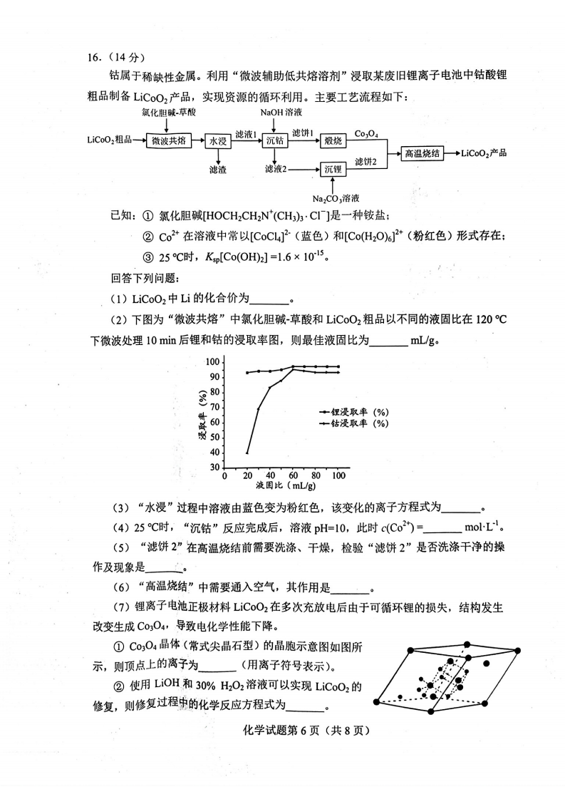 2024年七省聯考化學試卷及答案解析