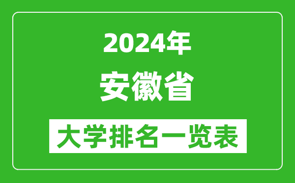 2024年安徽省大學排名一覽表(121所)