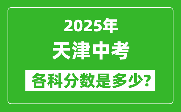 2025天津中考科目及各科分數是多少?