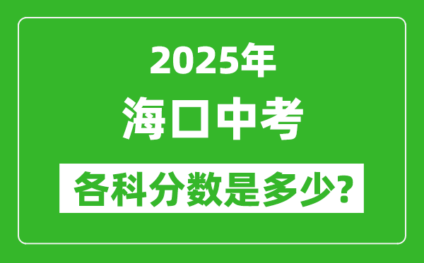 2025海口中考科目及各科分數是多少?