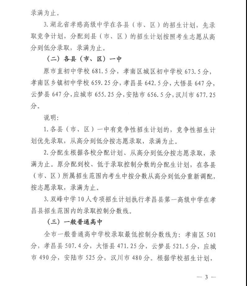 2025年孝感中考錄取分數線一覽表(含歷年分數線)