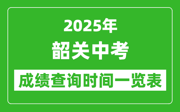 韶關中考成績查詢時間2025年具體時間一覽表