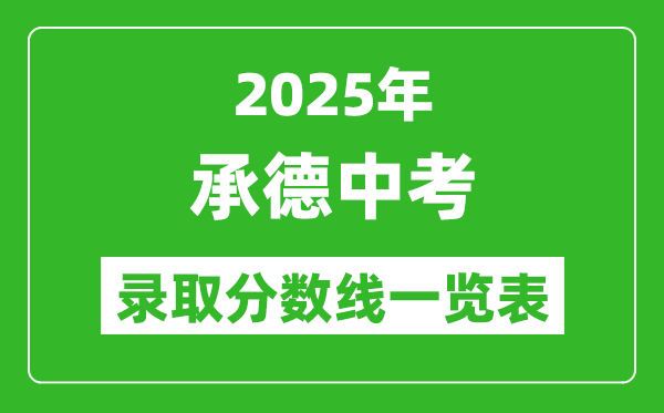2025年承德中考錄取分數線一覽表(含歷年分數線)