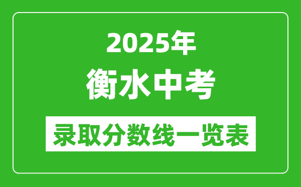 2025年衡水中考錄取分數線一覽表(含歷年分數線)