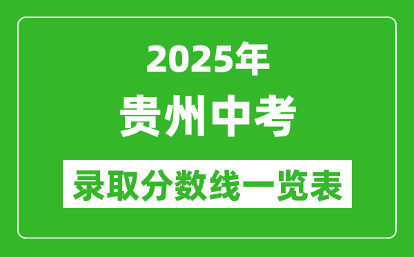2025貴州省各市中考錄取分數線一覽表(9市完整版)