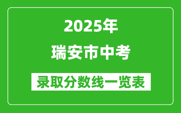 2025年瑞安市中考錄取分數線一覽表(含歷年分數線)