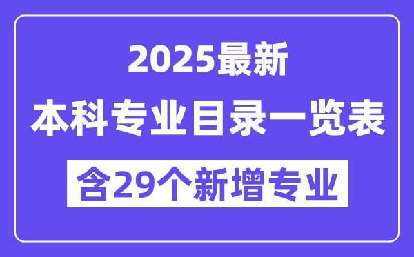 2025年最新本科專業目錄一覽表(含29個新增專業)