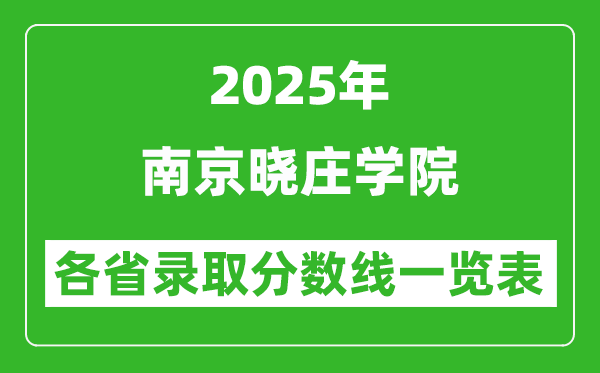 2025年南京曉莊學院各省錄取分數線一覽表(含2024年最低分)