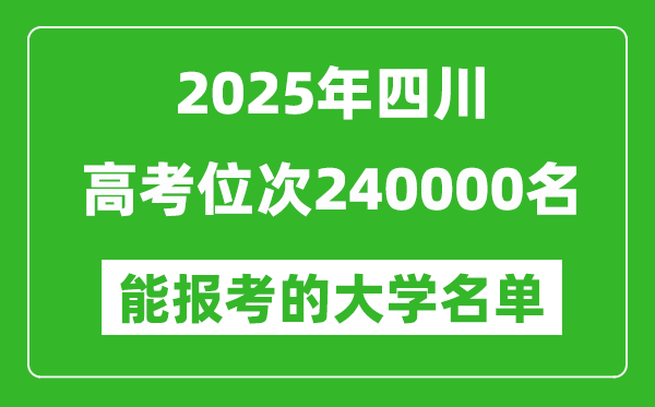 2025四川高考位次240000名能報考什么大學?附能上大學名單