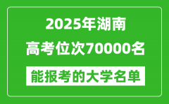 2025湖南高考位次70000名能報考什么大學？附能上大學名單