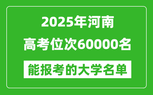 2025河南高考位次60000名能報考什么大學?附能上大學名單