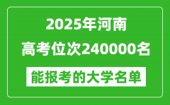 2025河南高考位次240000名能報考什么大學(xué)？附能上大學(xué)名單