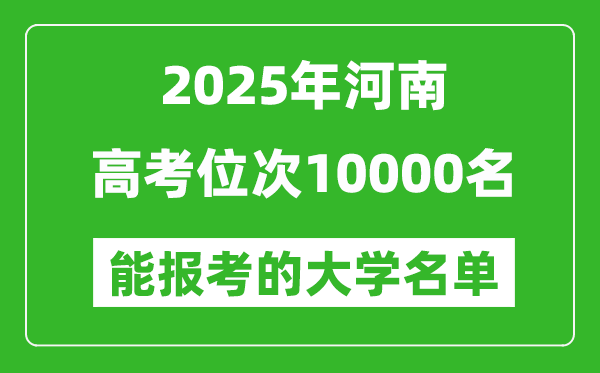 2025河南高考位次10000名能報考什么大學?附能上大學名單