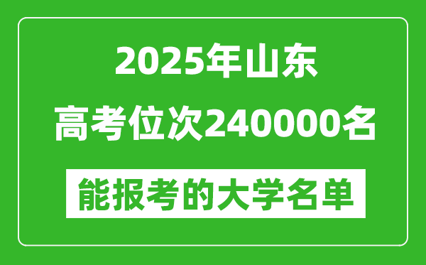 2025山東高考位次240000名能報考什么大學?附能上大學名單