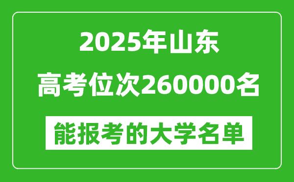 2025山東高考位次260000名能報考什么大學?附能上大學名單