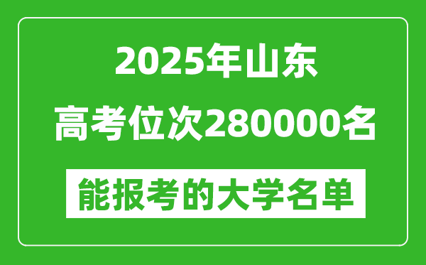2025山東高考位次280000名能報(bào)考什么大學(xué)?附能上大學(xué)名單