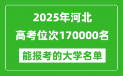 2025河北高考位次170000名能報考什么大學(xué)？附能上大學(xué)名單