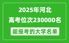 2025河北高考位次230000名能報考什么大學？附能上大學名單
