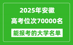 2025安徽高考位次70000名能報考什么大學？附能上大學名單