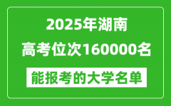 2025湖南高考位次160000名能報考什么大學？附能上大學名單