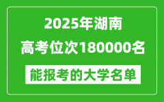 2025湖南高考位次180000名能報考什么大學？附能上大學名單