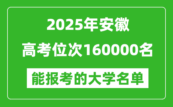 2025安徽高考位次160000名能報考什么大學?附能上大學名單