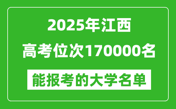 2025江西高考位次170000名能報考什么大學？附能上大學名單