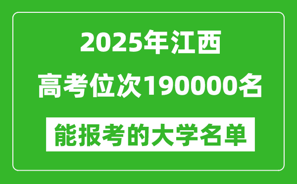 2025江西高考位次190000名能報考什么大學?附能上大學名單