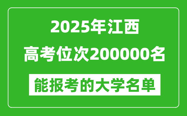 2025江西高考位次200000名能報考什么大學?附能上大學名單