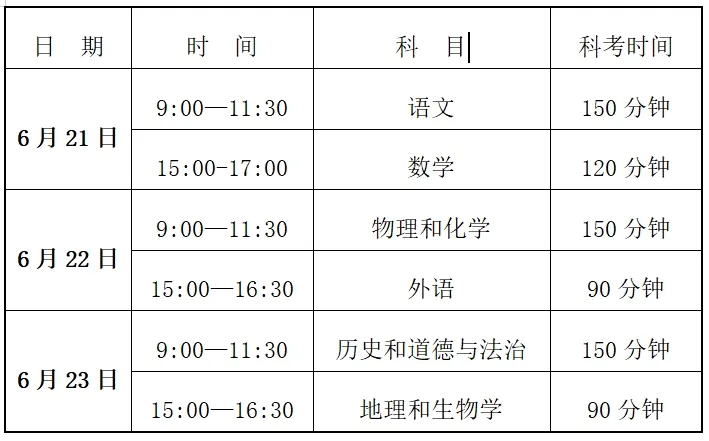 2025年遼寧中考時間是幾月幾號,各科目具體時間安排