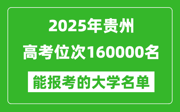 2025貴州高考位次160000名能報考什么大學?附能上大學名單
