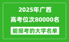 2025廣西高考位次80000名能報考什么大學？附能上大學名單
