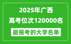 2025廣西高考位次120000名能報考什么大學？附能上大學名單