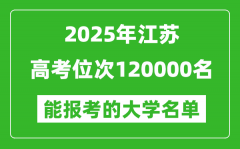 2025江蘇高考位次120000名能報(bào)考什么大學(xué)？附能上大學(xué)名單