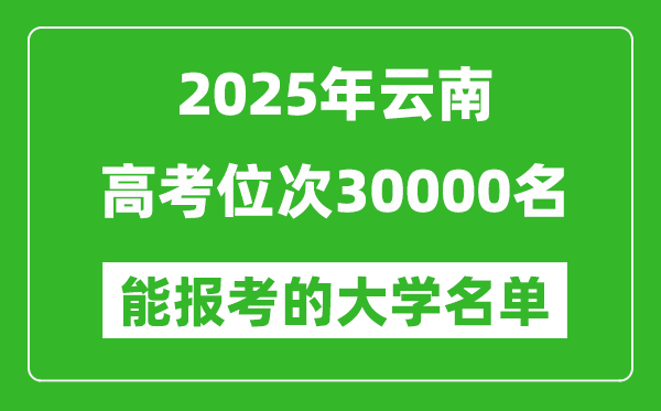 2025云南高考位次30000名能報考什么大學?附能上大學名單