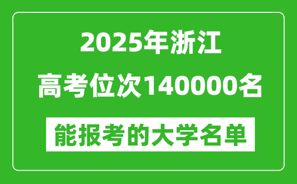 2025浙江高考位次140000名能報考什么大學?附能上大學名單