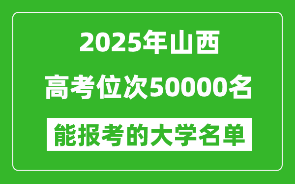 2025山西高考位次50000名能報考什么大學?附能上大學名單