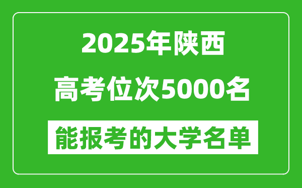 2025陜西高考位次5000名能報考什么大學?附能上大學名單