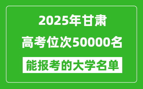 2025甘肅高考位次50000名能報考什么大學?附能上大學名單