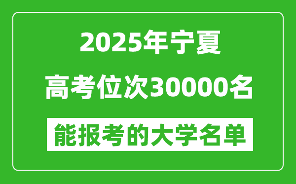 2025寧夏高考位次30000名能報考什么大學?附能上大學名單