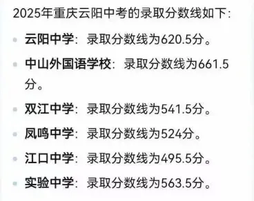 2025年重慶中考錄取分數線一覽表(含歷年分數線)