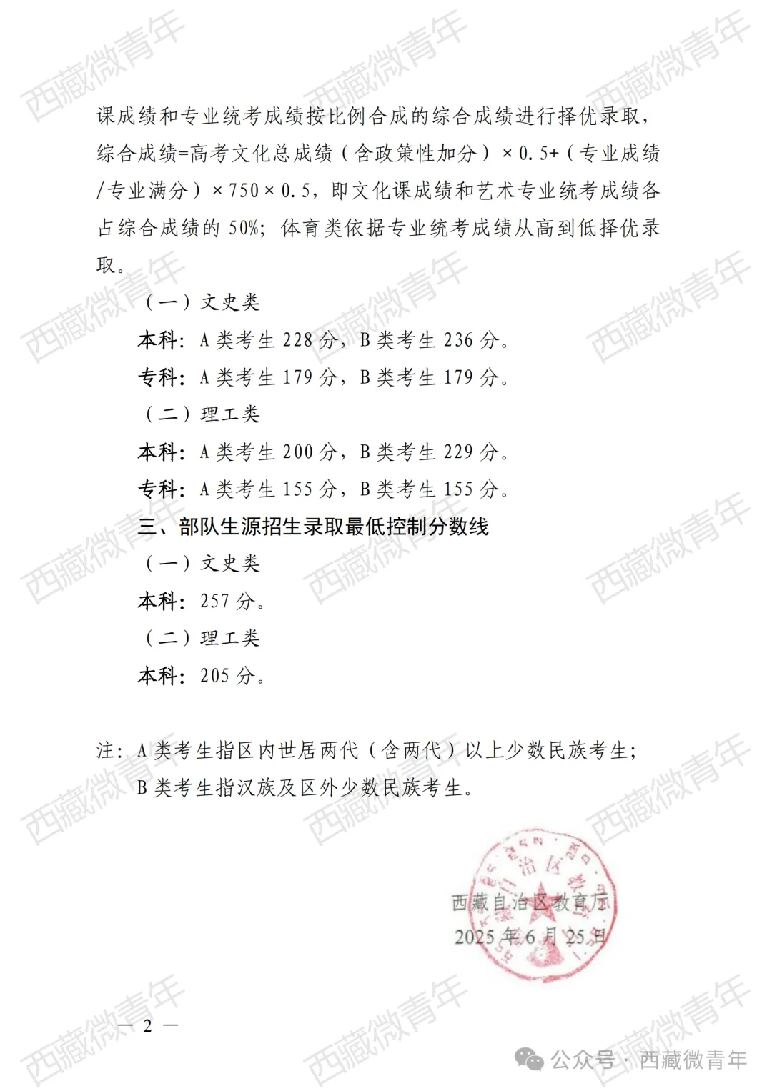 2025年西藏高考各批次分數線匯總(含一本,二本,專科分數線)